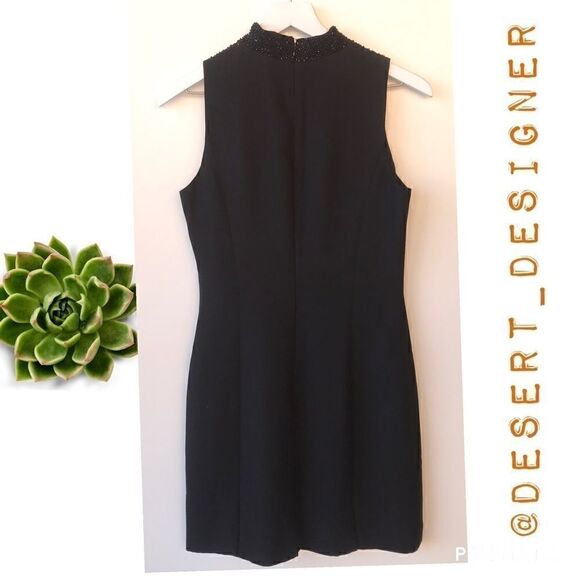 Donna Morgan Beaded Black Sleeveless Sheath Size 6 - Picture 3 of 9